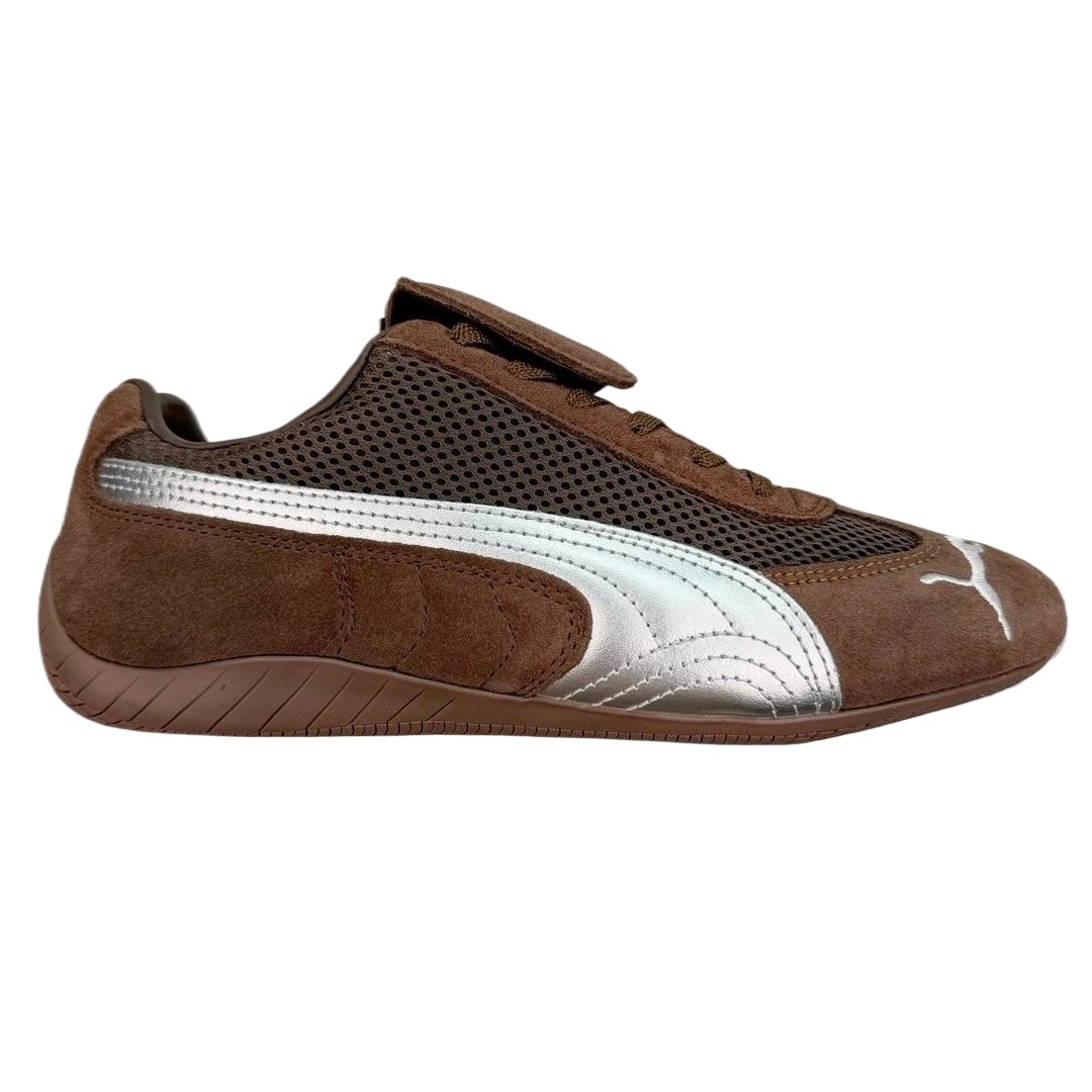 PUMA retro brown and silver sports shoes