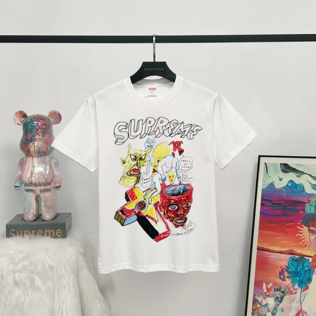 Supreme Graffiti Street Style White T-Shirt
