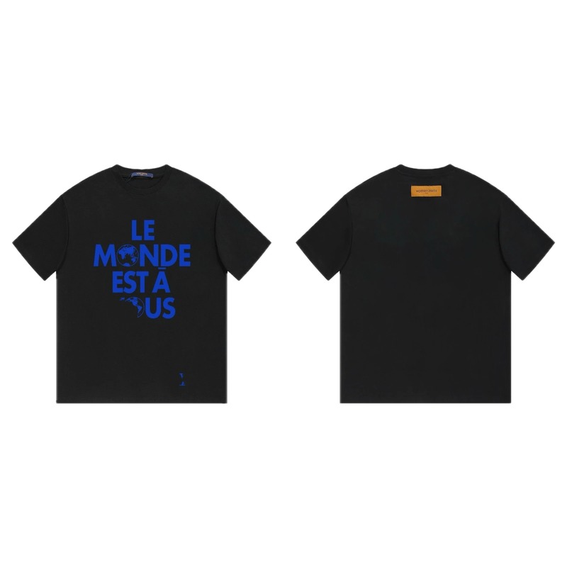 Louis Vuitton Letter Print Cool Trendy Style Black T-shirt