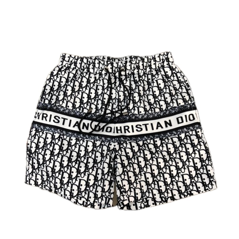 Dior Monogram All-over Print Light Luxury Style Black and White Shorts