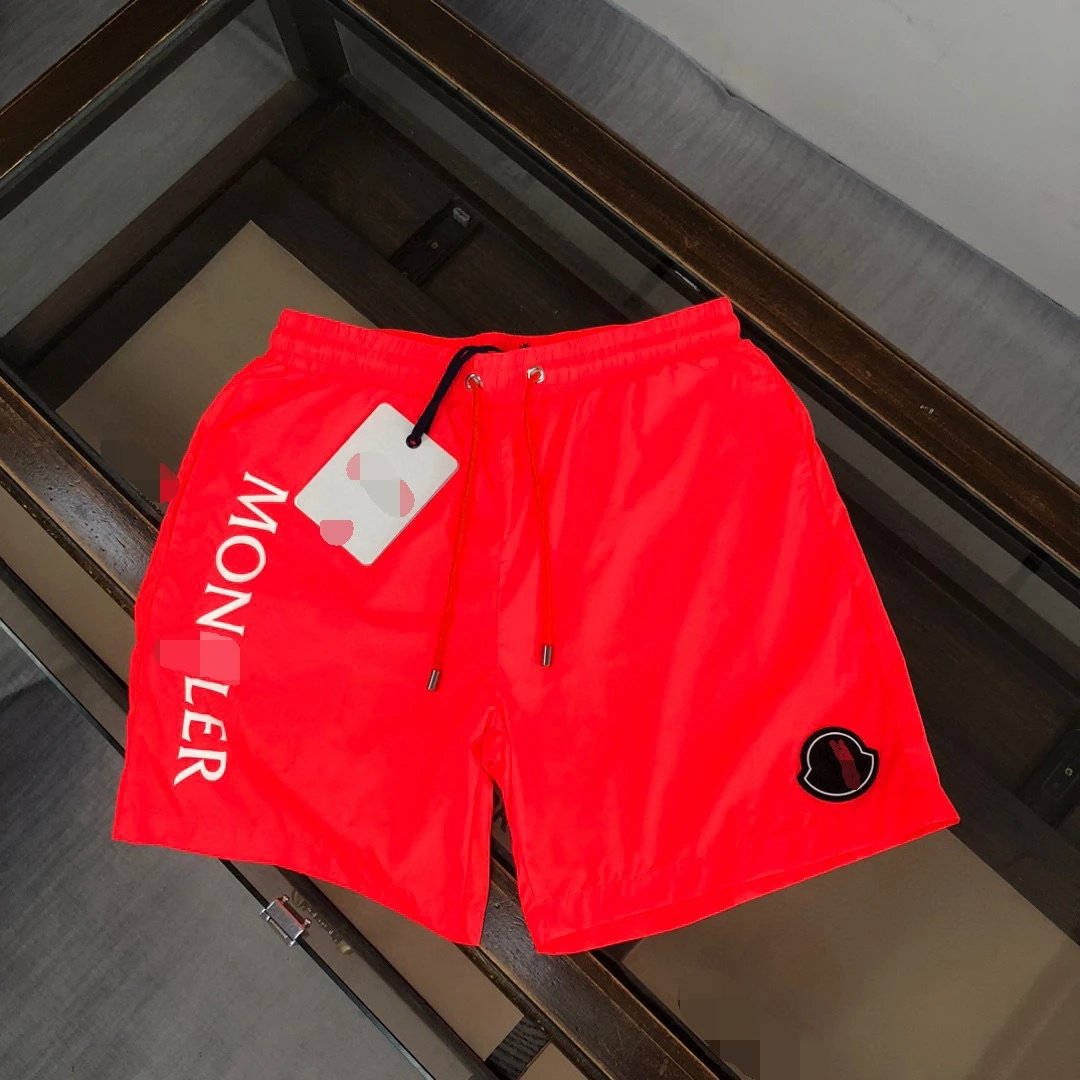 Moncler Letter Print Trendy Bright Red Casual Shorts