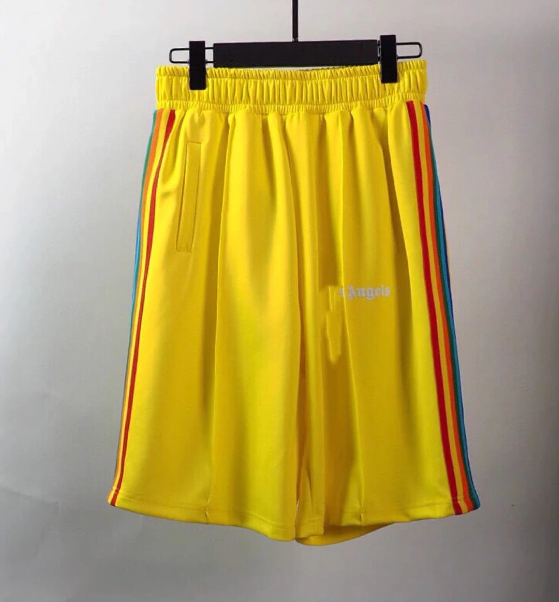 Palm Angels Summer Track shorts Black Side Stripe with Bold Graphic