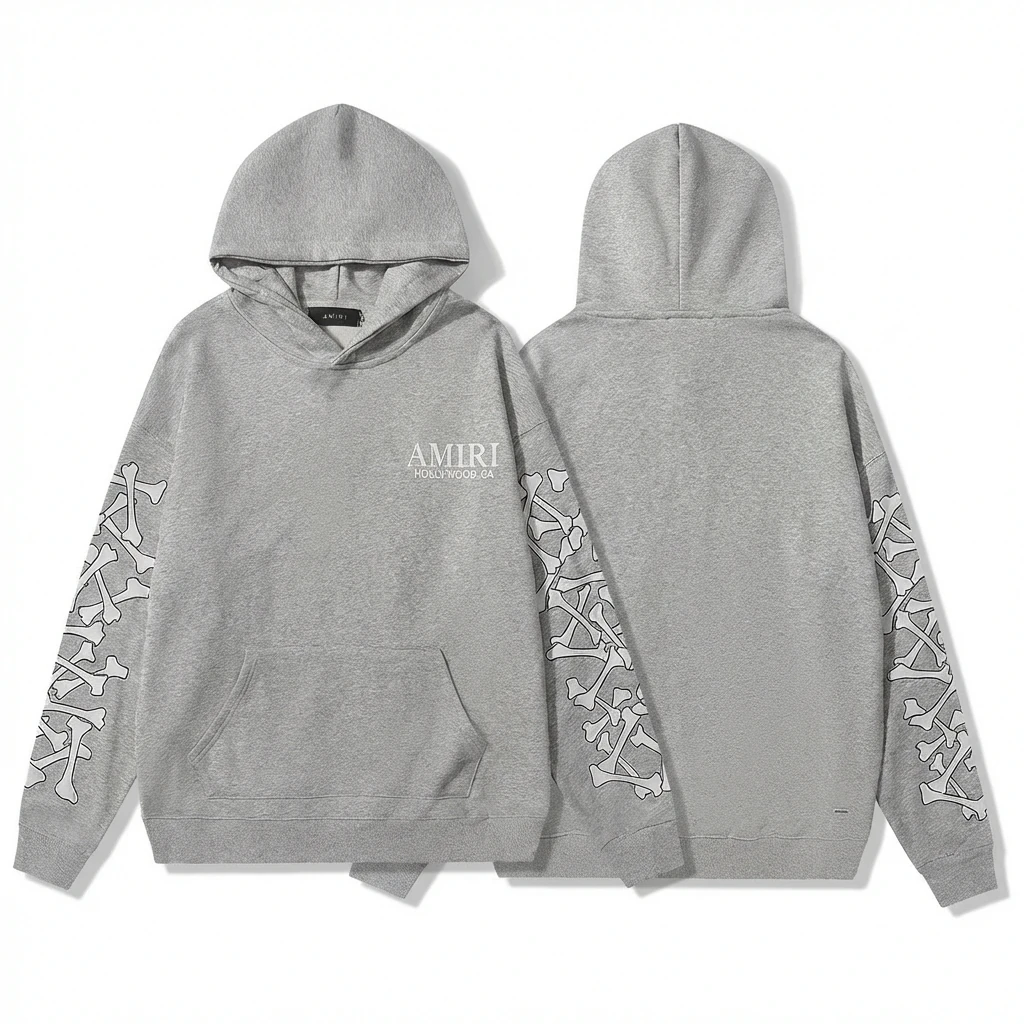 AMIRI gray hoodie with bone print