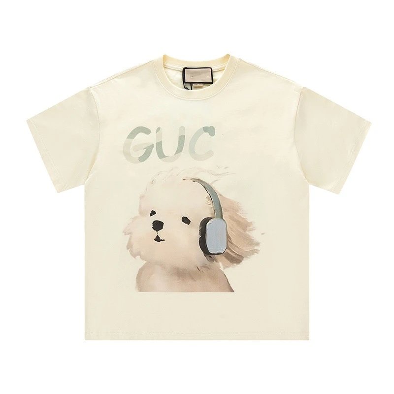Gucci Puppy Print Casual Off-white T-Shirt