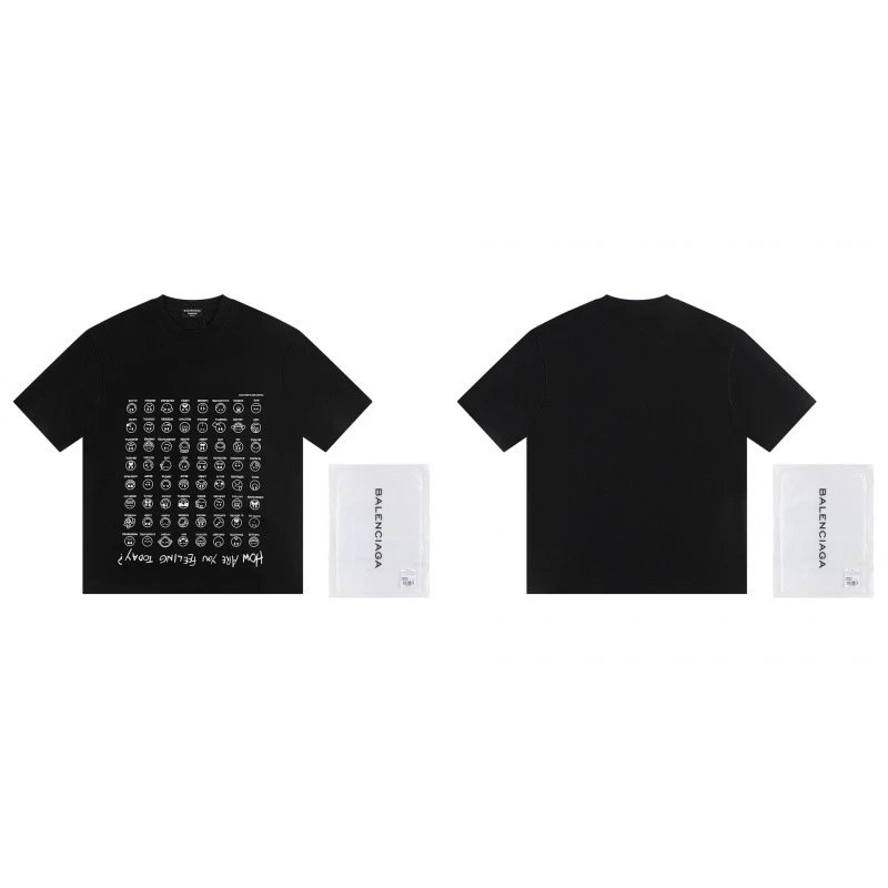 Balenciaga Emoji Printed Street Style Black T-Shirt