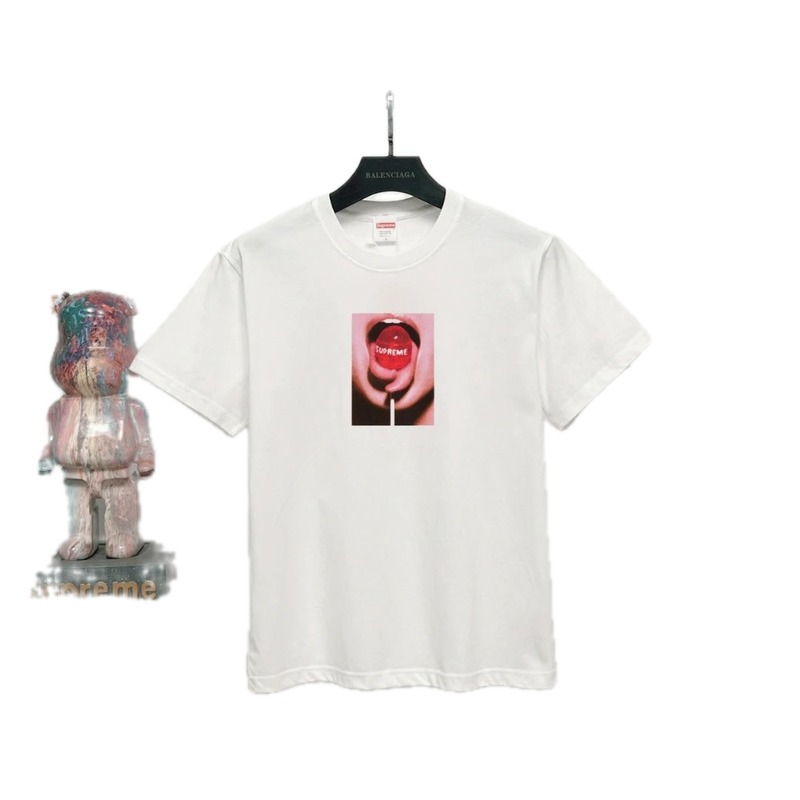 Supreme Lollipop Print Street Style White T-Shirt