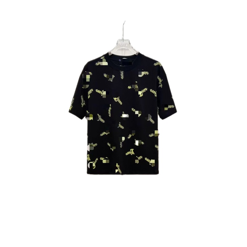 Louis Vuitton Trendy All-over Printed Black Short-sleeve T-shirt