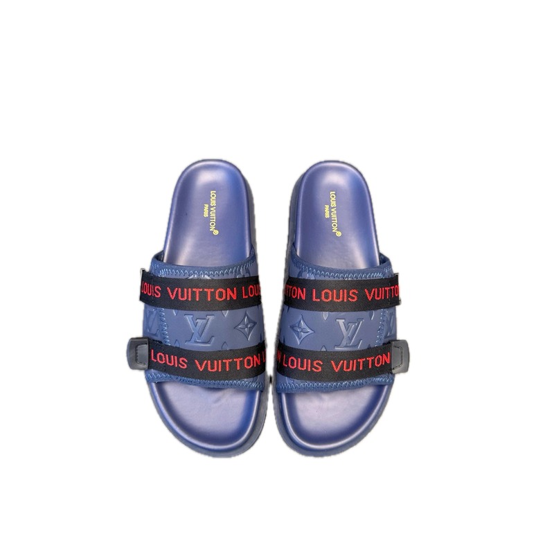 Louis Vuitton Monogram Casual Style Navy Blue Slide Sandals