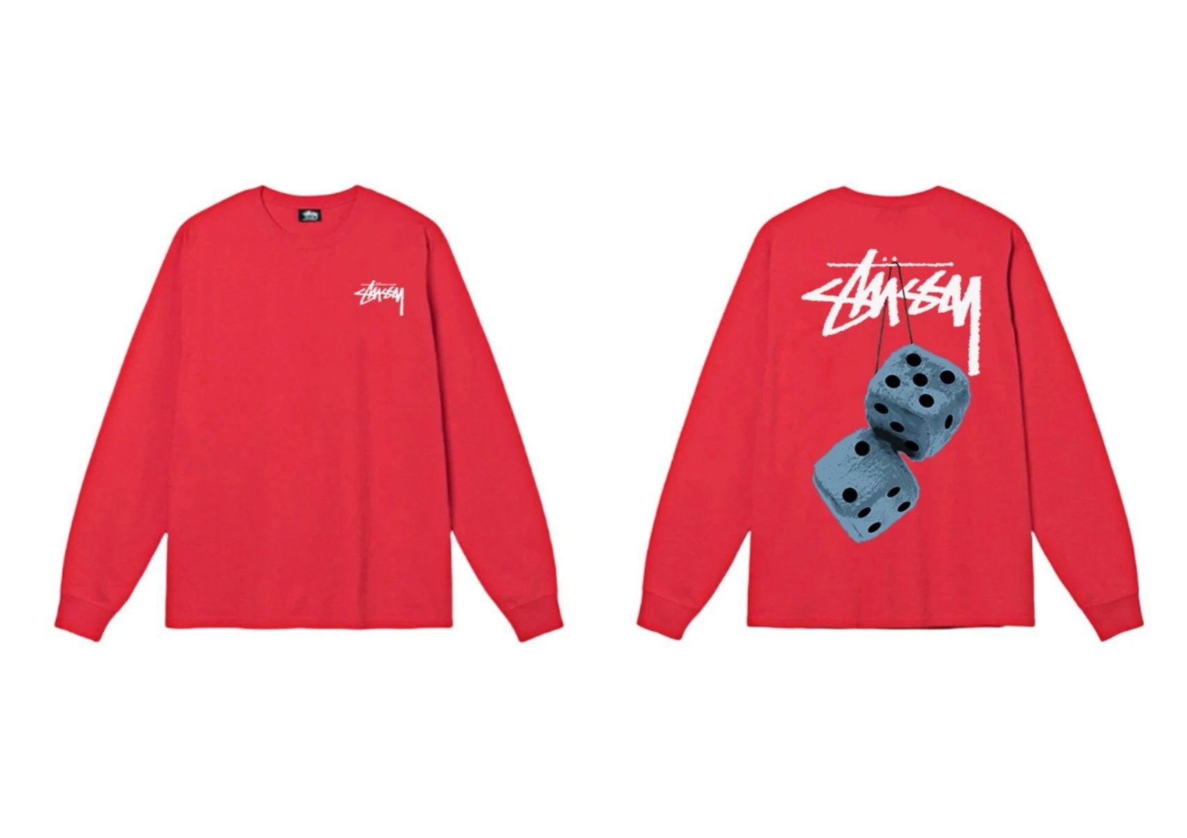 Stussy dice pattern red long-sleeved shirt