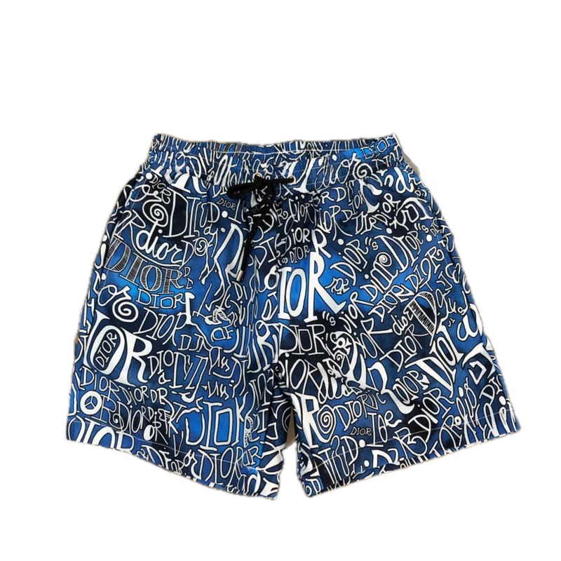 Dior Graffiti All Over Print Cool Trendy Style Blue Shorts