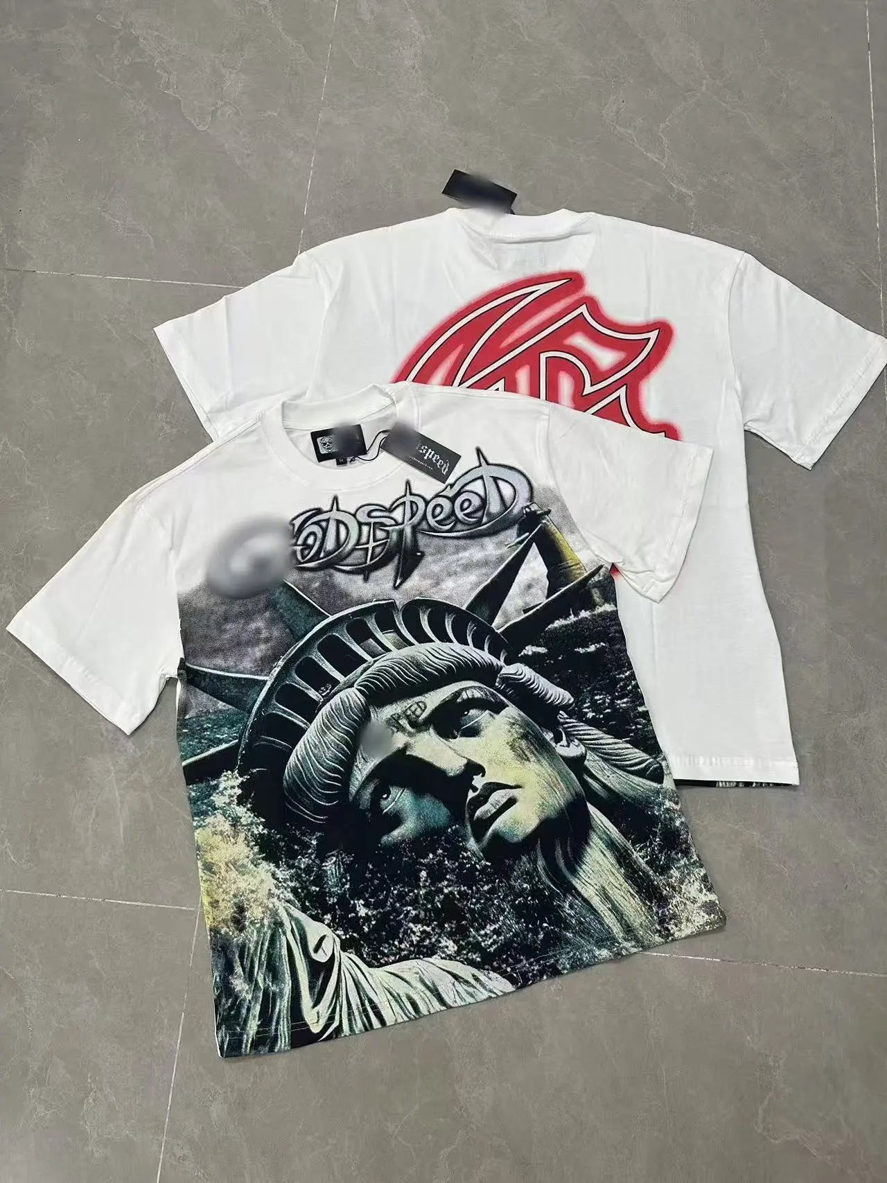 GOD Statue of Liberty Vintage Street White T-Shirt