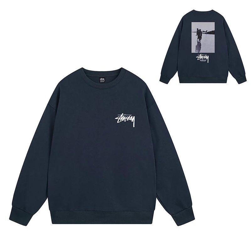 Stussy Navy Style 537 Graphic SweatShirt Logo Detail