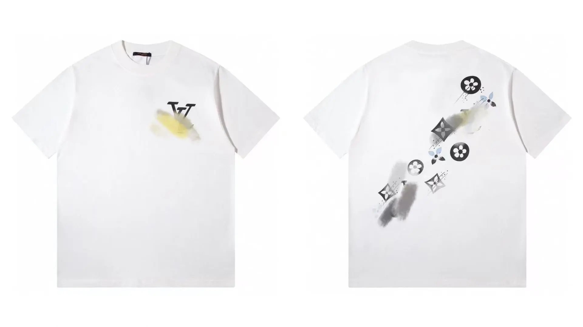Louis Vuitton Monogram Printed Trendy White Short-sleeved T-shirt