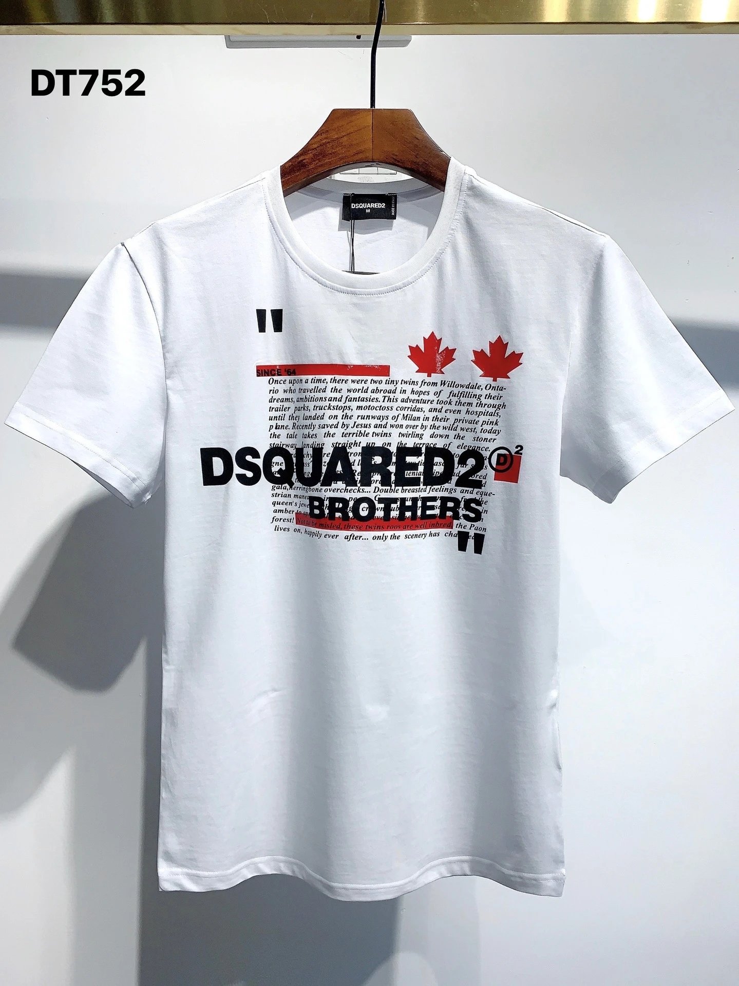 DSQUARED2 Maple Leaf Print Street Style White T-Shirt