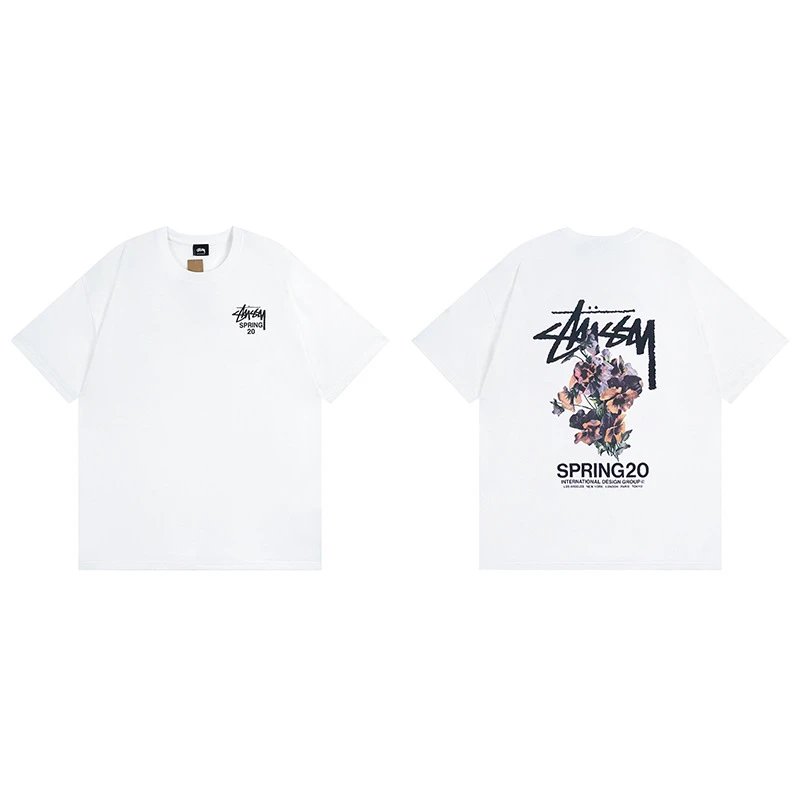 Stussy White Spider Graphic T-Shirt Gift Ready Logo