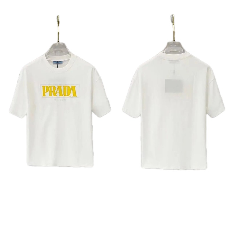 Prada Letter Print Streetwear Style White T-Shirt