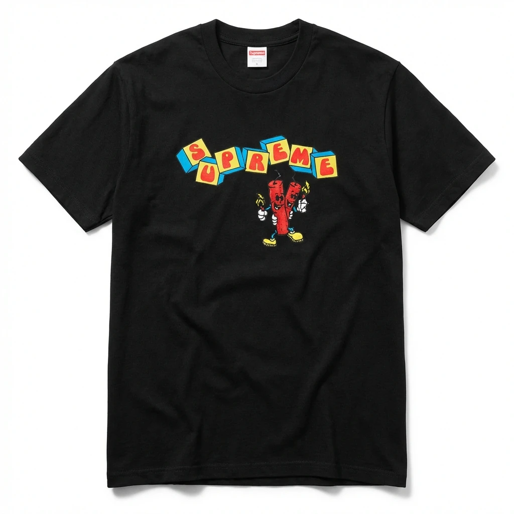 Supreme Cartoon Square Style Black T-shirt