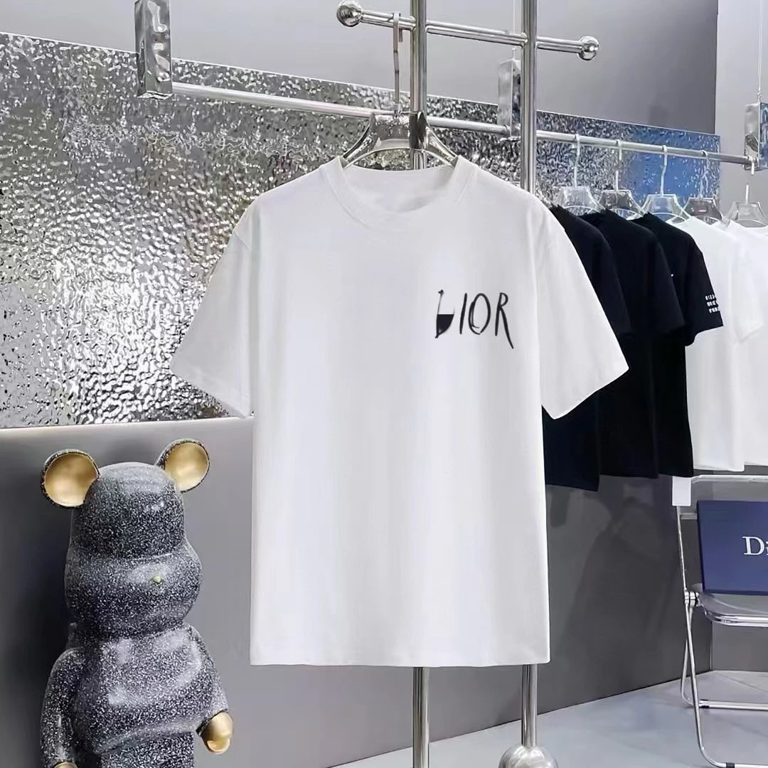 Dior Graffiti Casual Style White Short-sleeve T-shirt