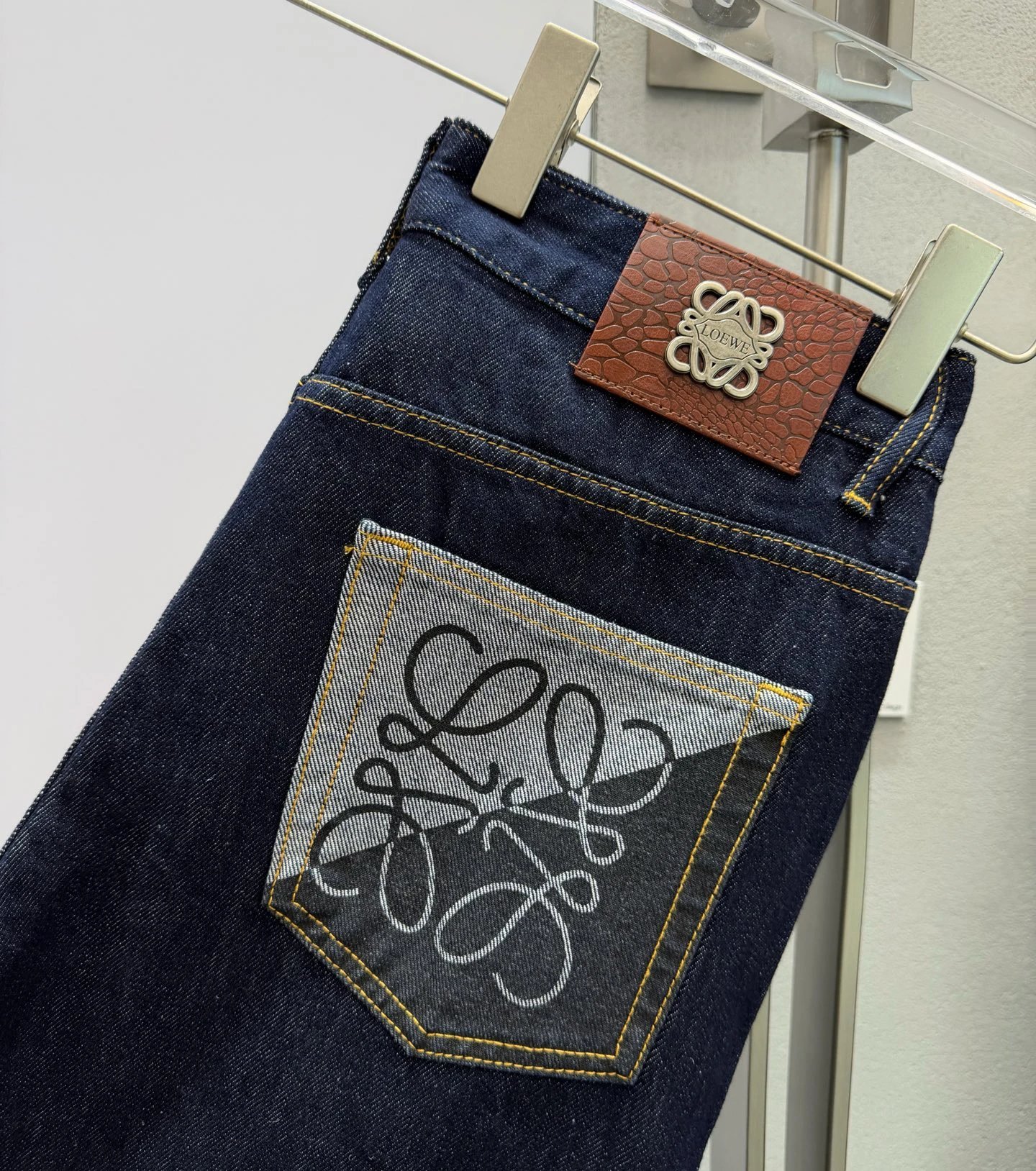 Streetwear Dark Indigo LOEWE Logo Pocket Jeans