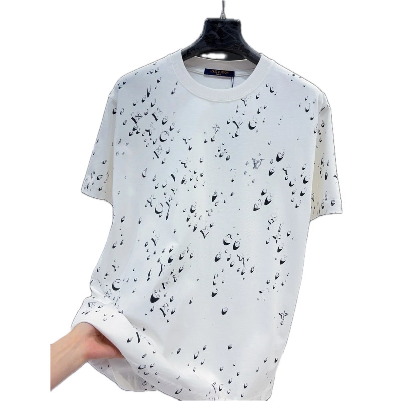 Louis Vuitton All-over Print Casual Style White Short-sleeve T-shirt