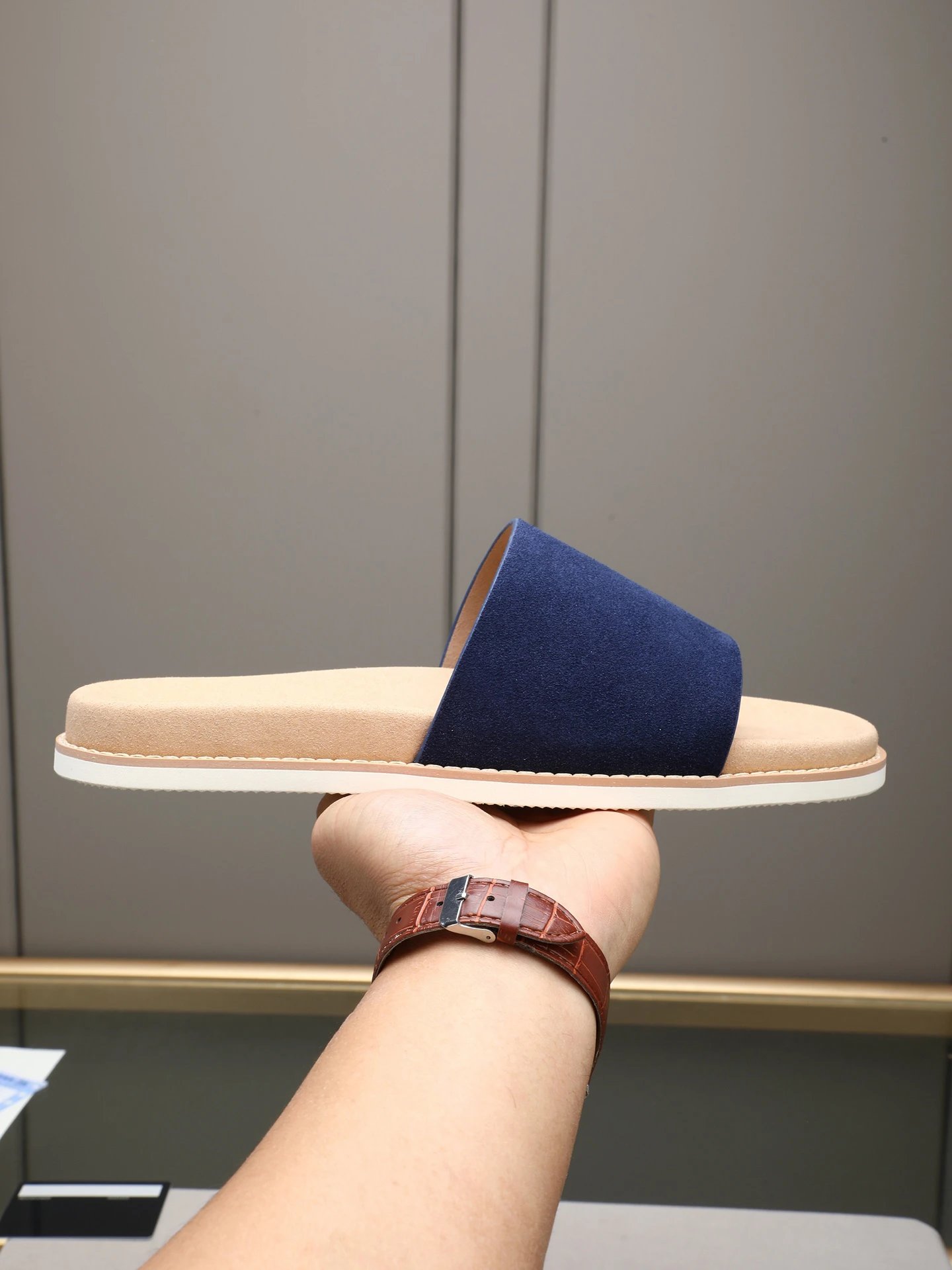 Brunello Cucinelli Casual-style Navy Blue Slides