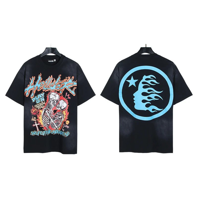 Hellstar Skull Print Street Style Black T-Shirt