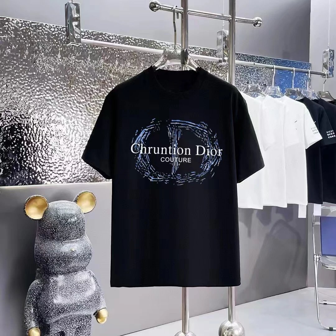 Dior Couture Light Luxury Style Black T-Shirt