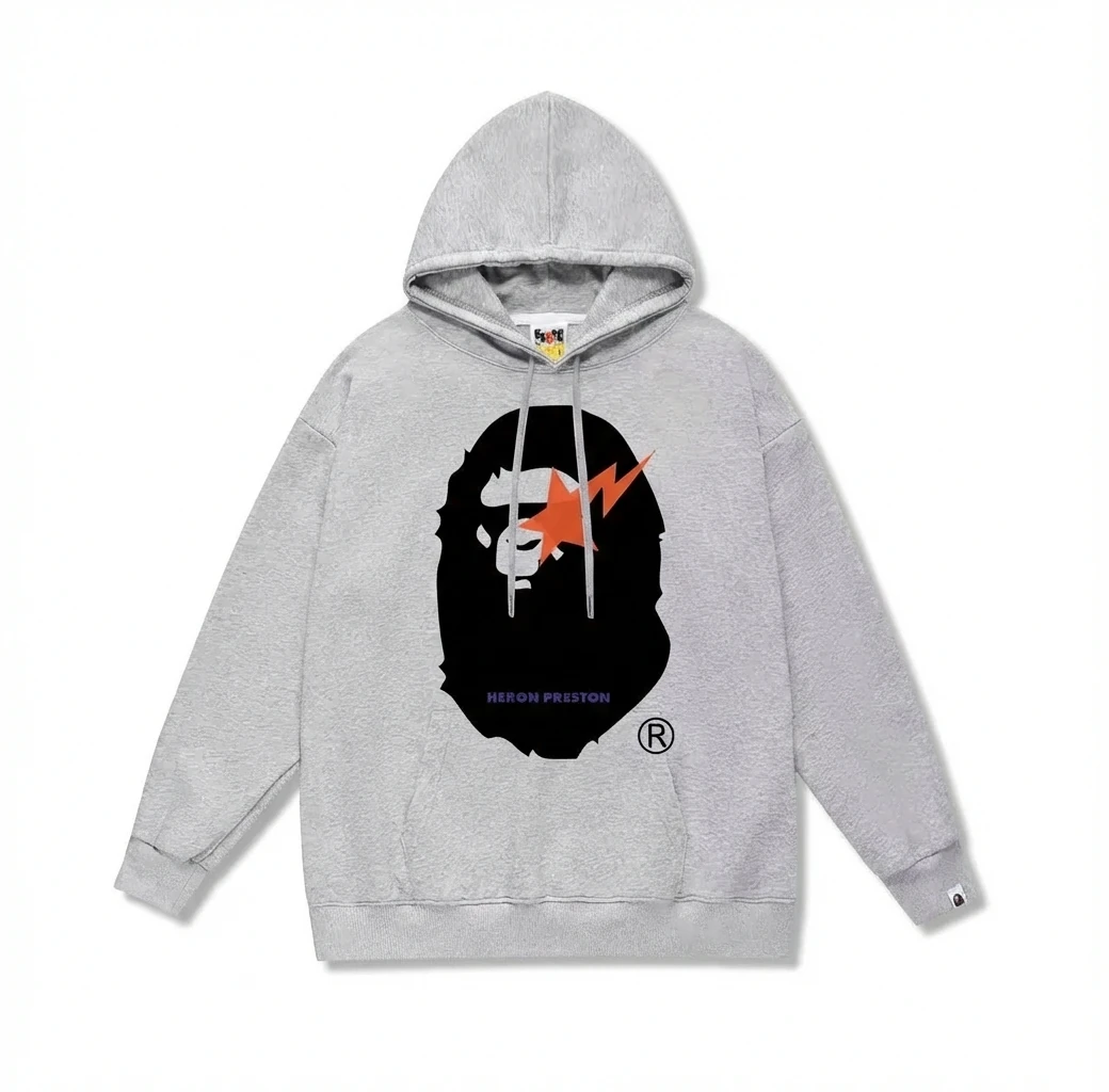 Bape Ape Head Grey Hoodie