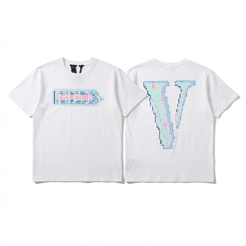 Vlone pixel - style white T - shirt