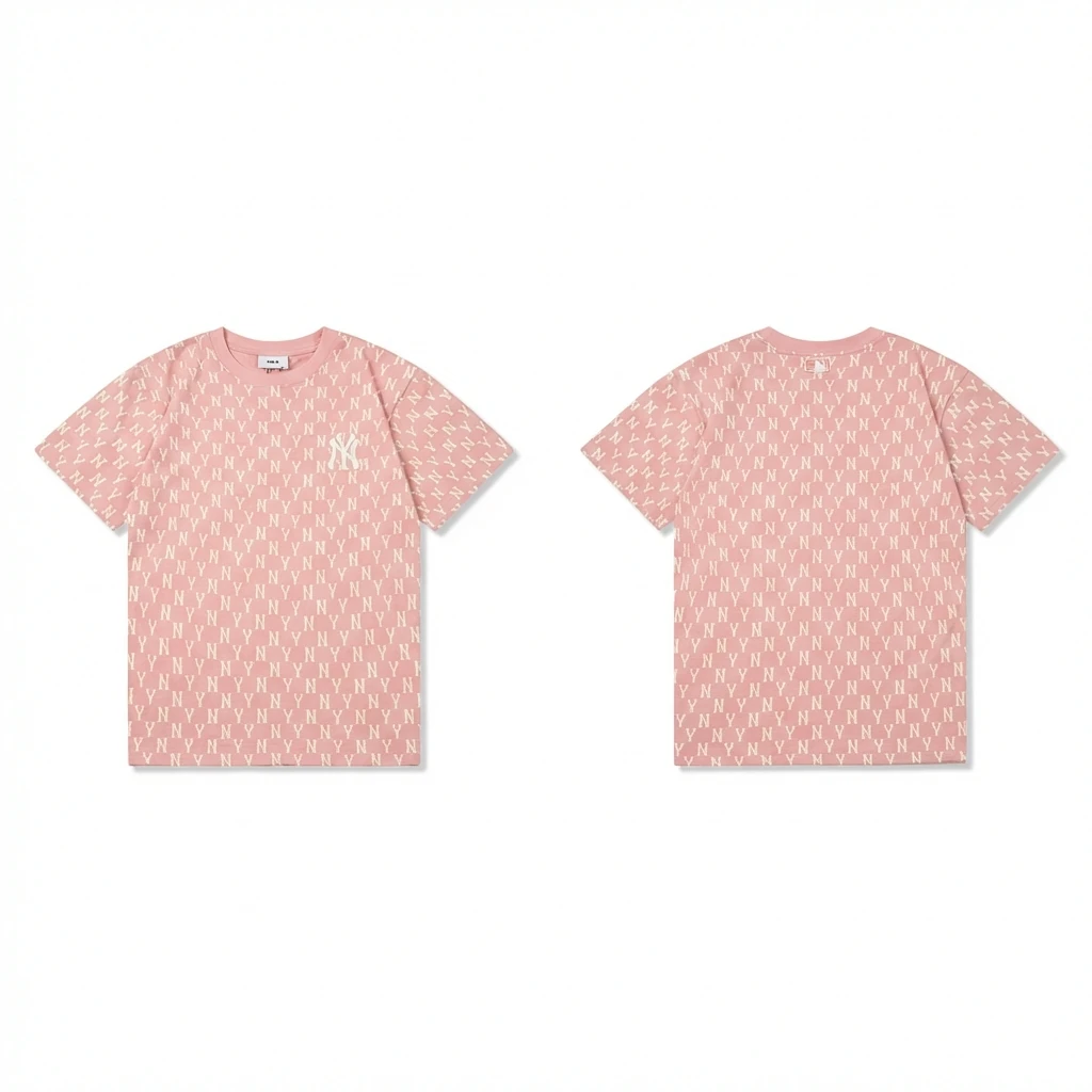 MLB full - print style pink T - shirt