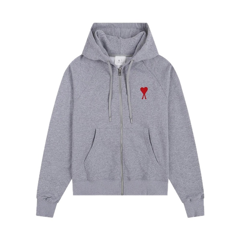 AMI Love Embroidery Grey Hoodie
