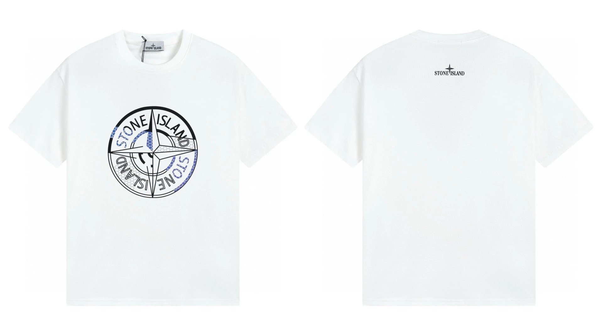 Stone Island Compass Print Street Style White T-shirt