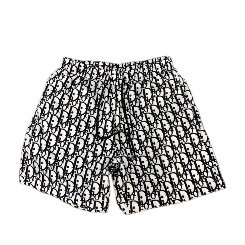 Dior All-over Monogram Print Casual Style Black and White Shorts