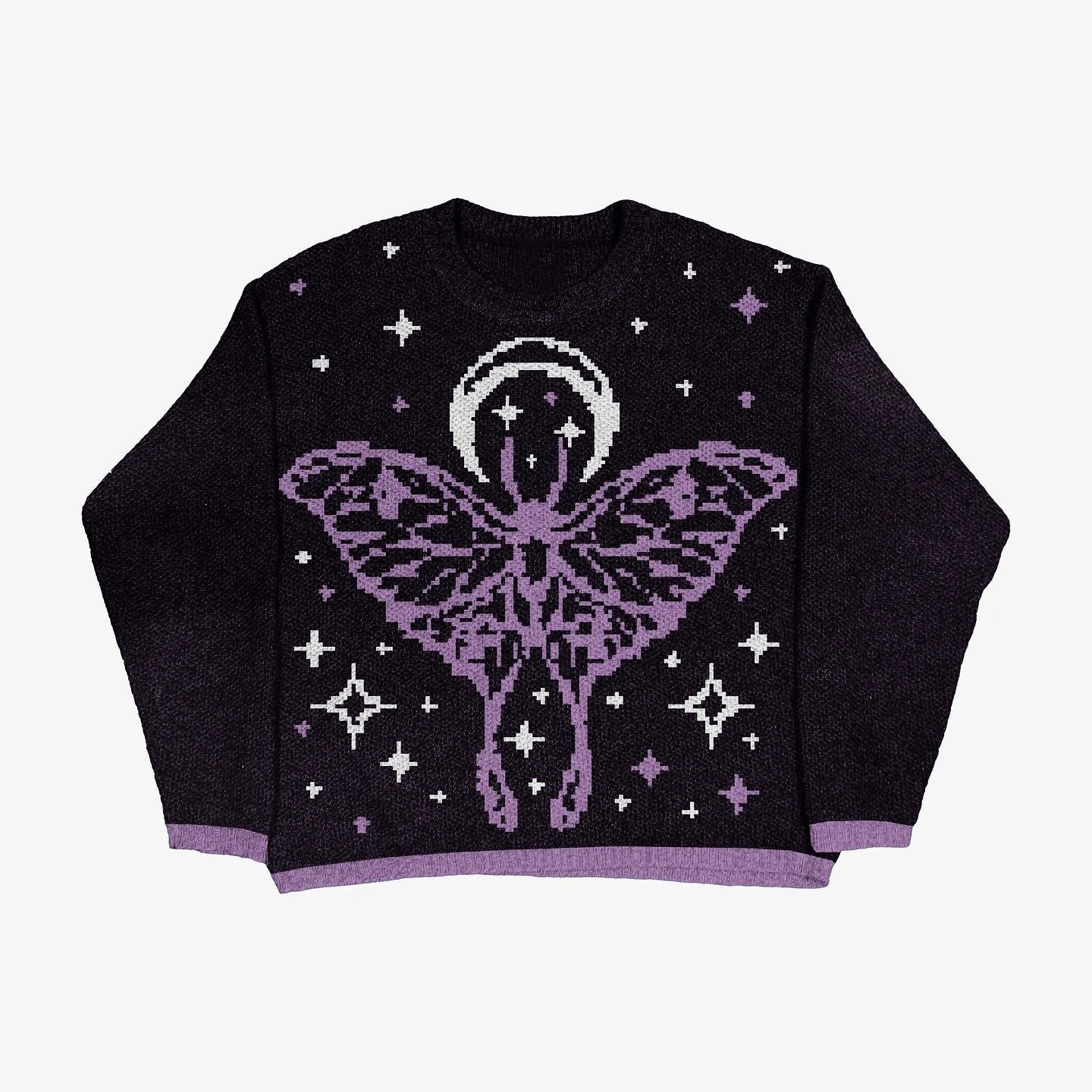 Streetwear Anime graphic sweater Black Knit Top with Logo Accent