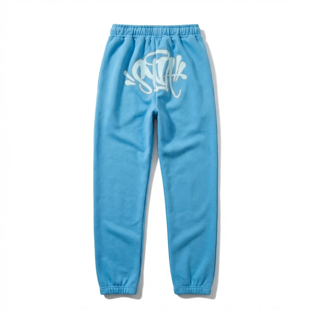SynaWorld graffiti-style light blue sweatpants
