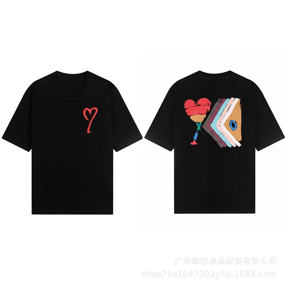AMI series graffiti-style black T-shirts