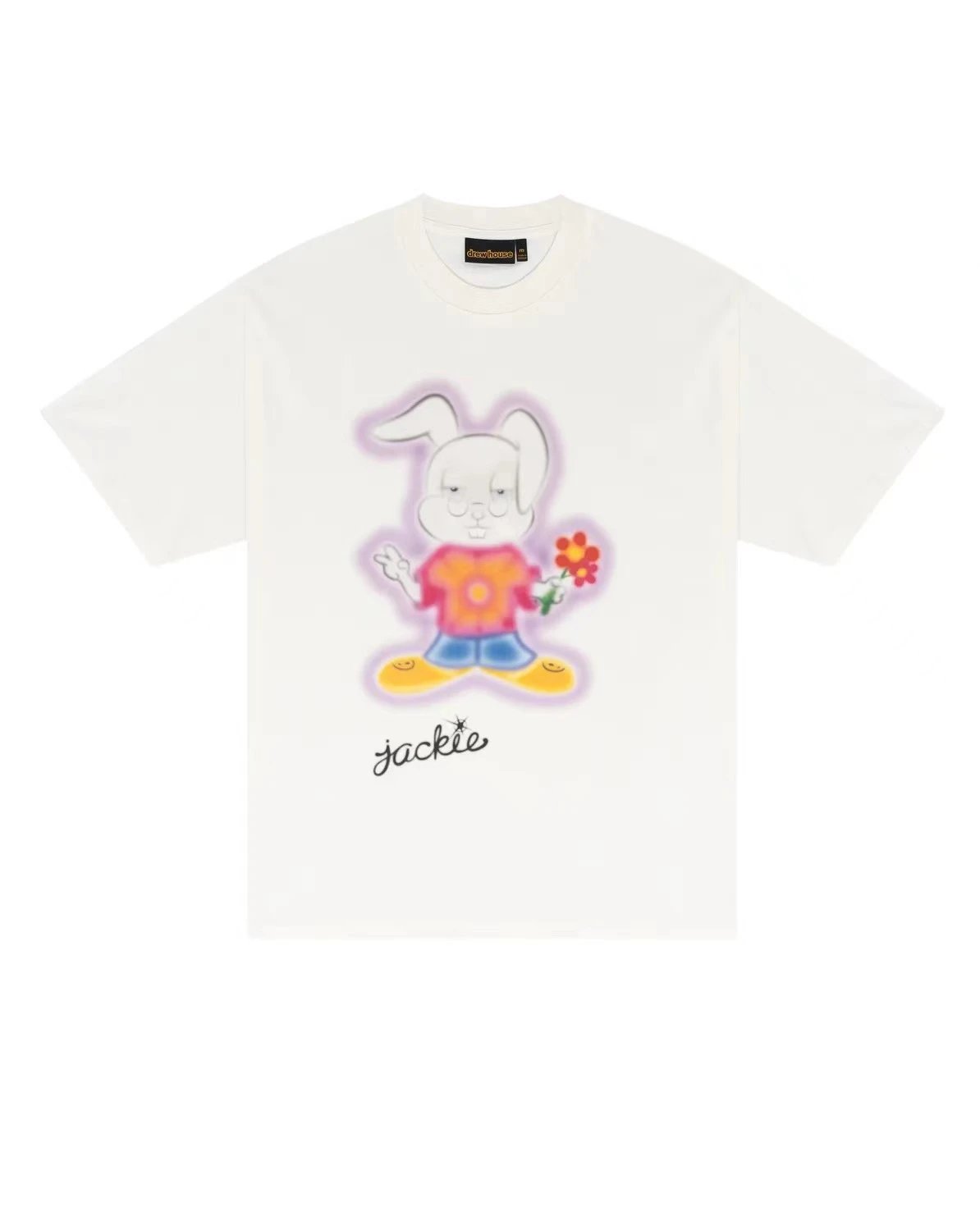 DREW Rabbit Graffiti Cool Trendy Off-white T-shirt