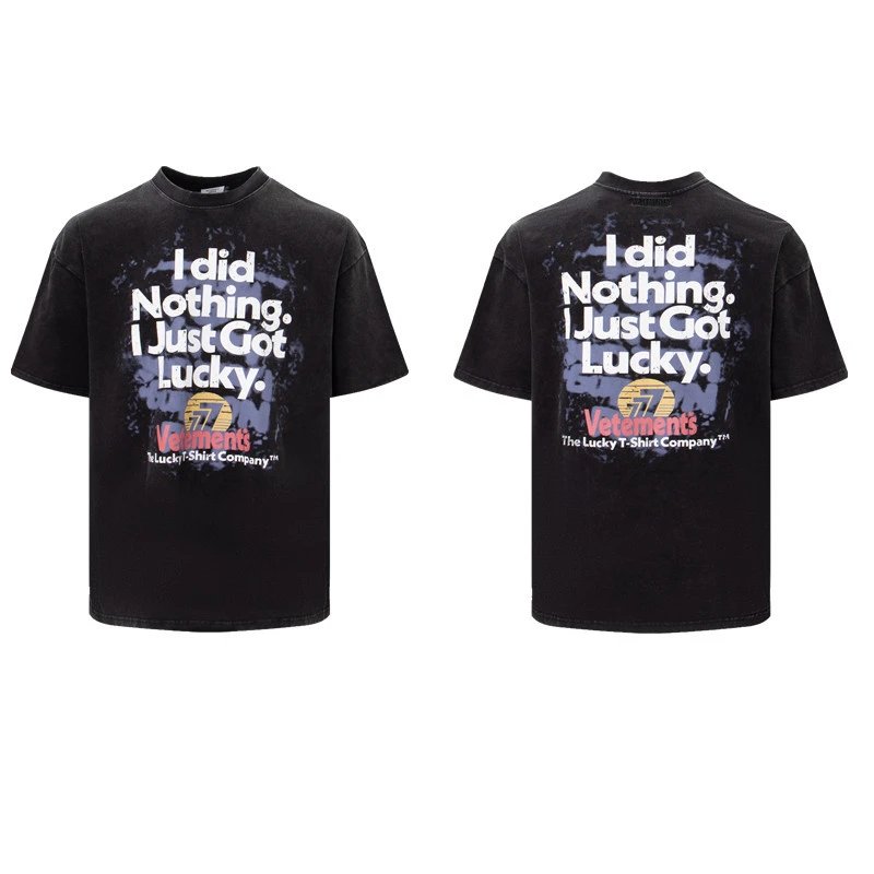 Classic Statement graphic T-shirt Black Colorful Lucky for Daily Styling