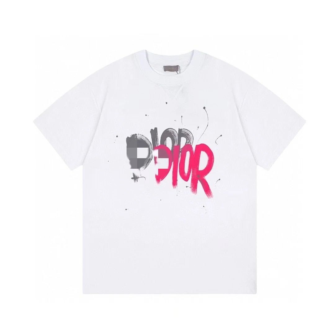 Dior Graffiti Street Style White Short-Sleeve T-Shirt