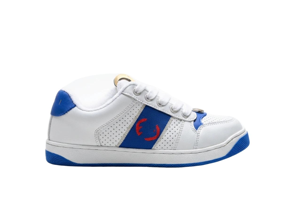 Gucci retro-style blue and white sports shoes