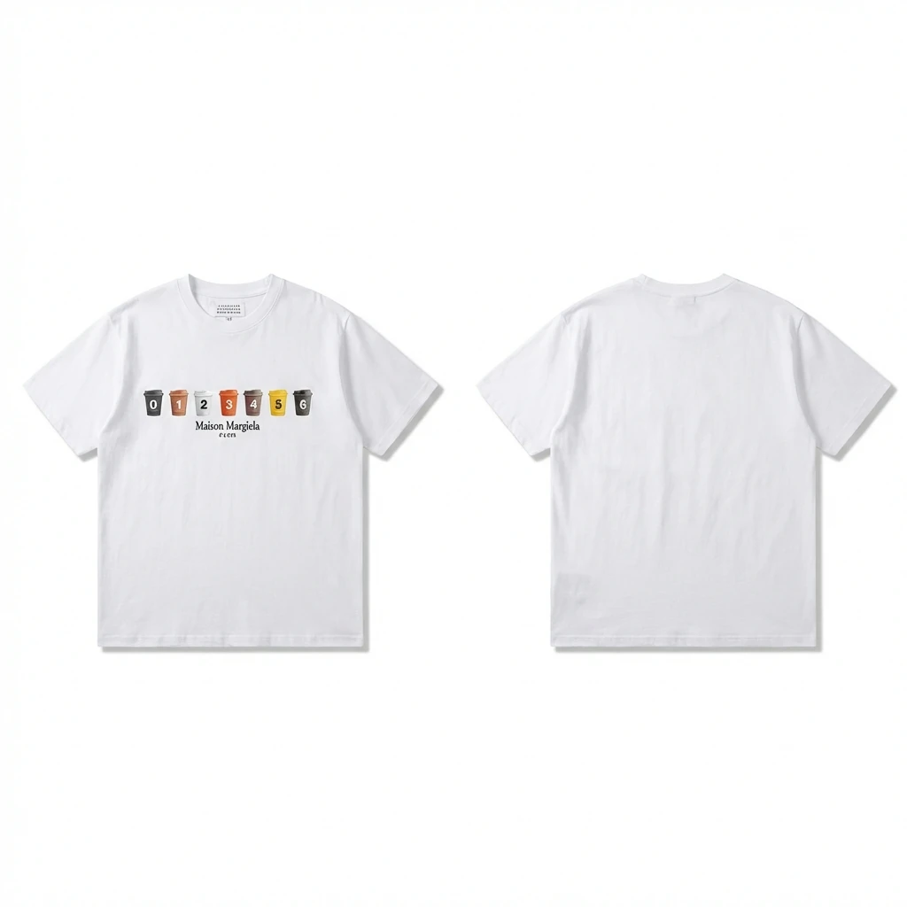 Maison Margiela short-sleeved white T-shirt with digital printing