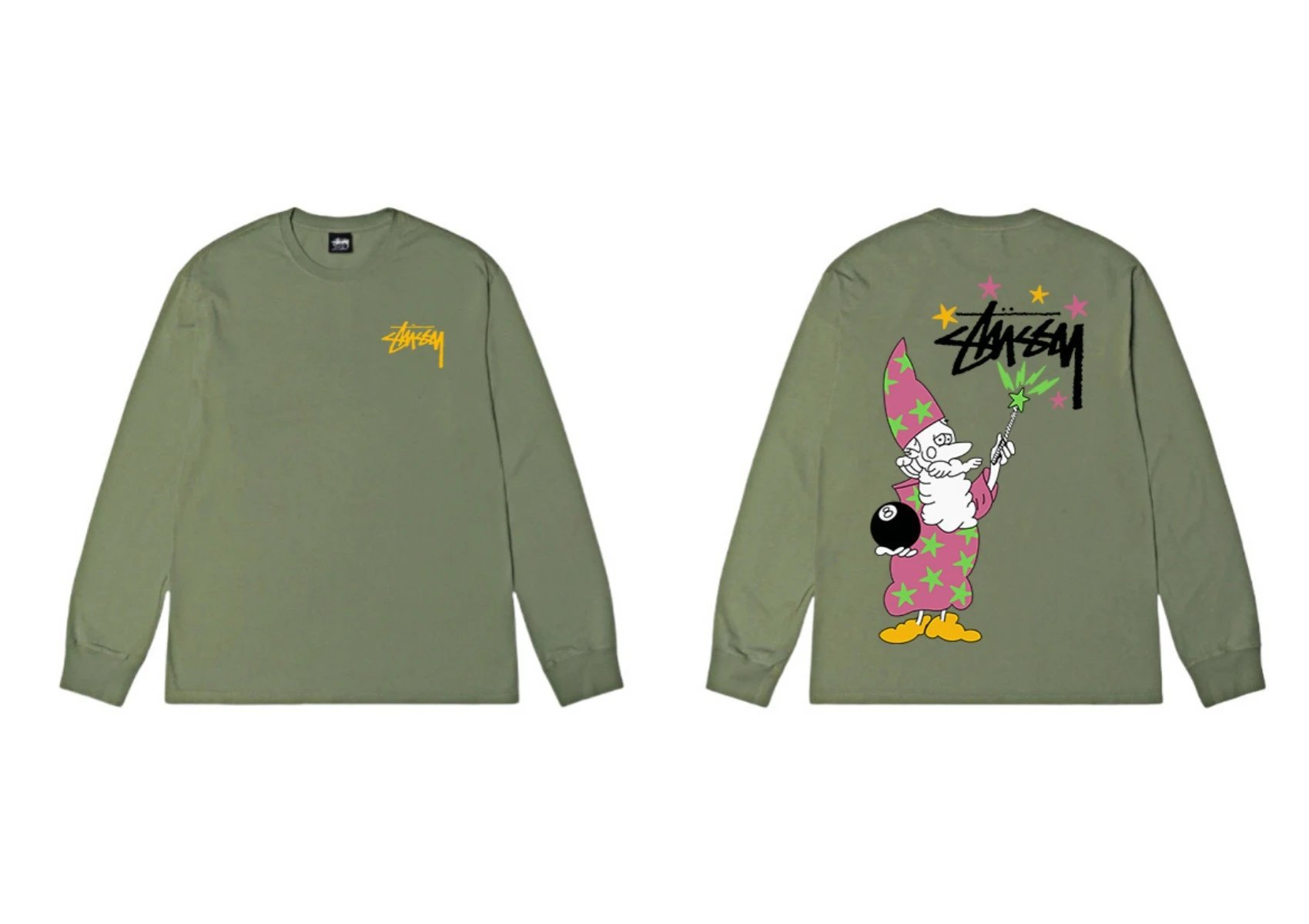 Stussy Cartoon Fun Style Olive Green Sweatshirt