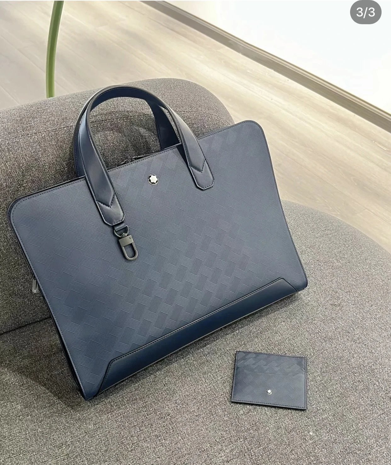 Montblanc Briefcase bag Blue Structured Business Matching