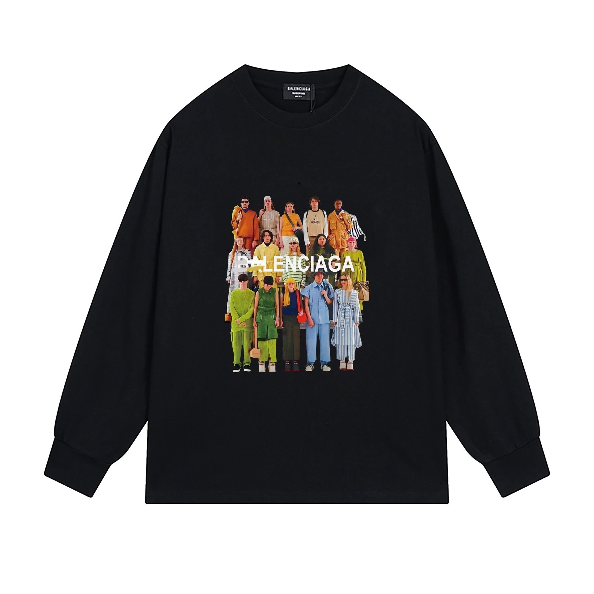 Parisian family portrait printed black sweatshirt