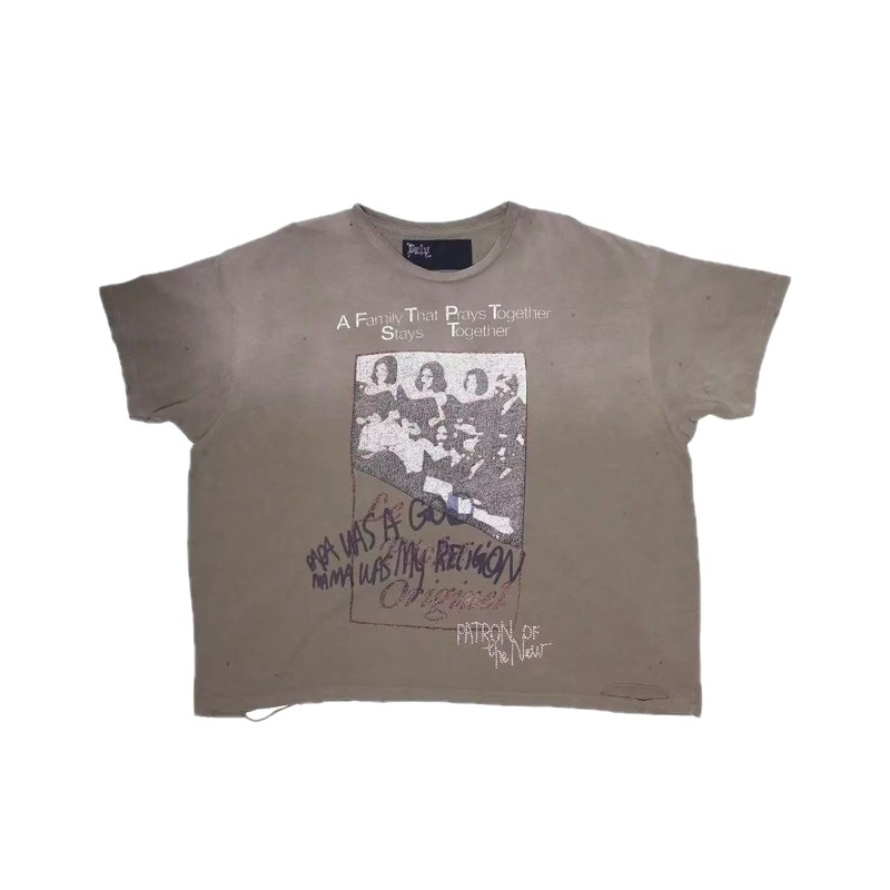 Paly Hollywood Portrait Print Vintage Gray T-shirt
