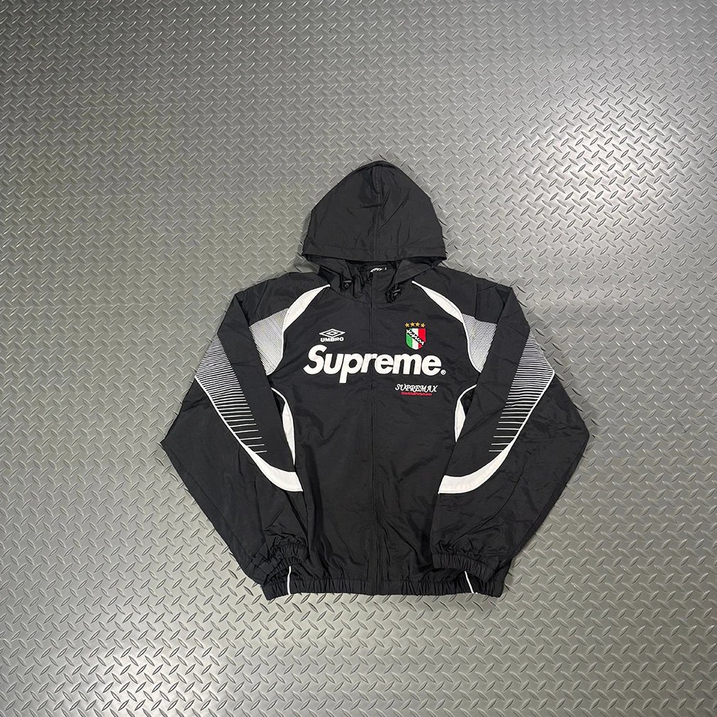 Supreme Black Color-Block Hooded Track Jacket