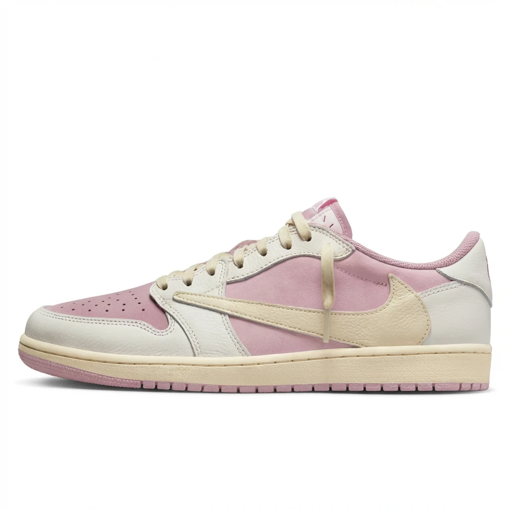 Jordan AJ1 Low-Top Pink and White Athletic Shoes