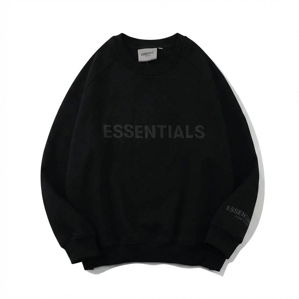 ESSENTIALS minimalist style black sweatshirt