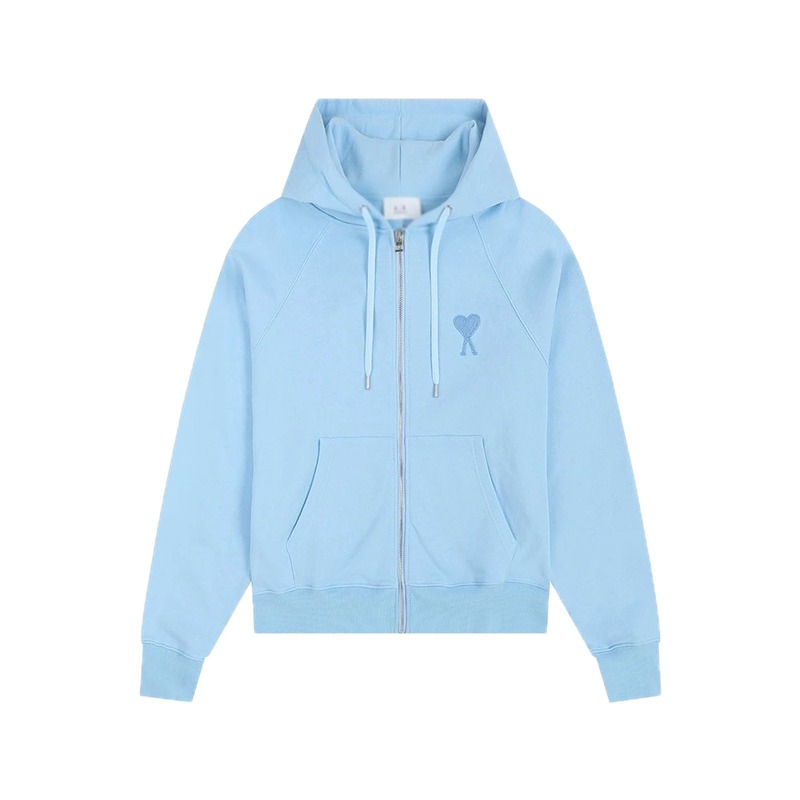 AMI Love Embroidery Light Blue Hoodie