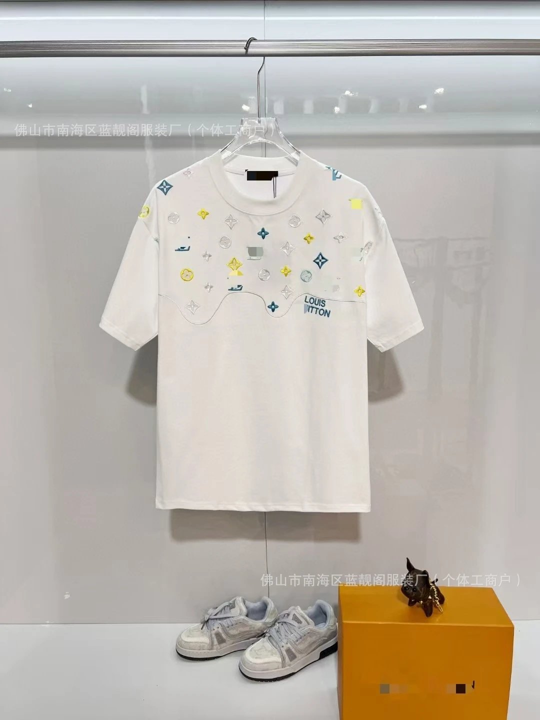 Louis Vuitton Embroidered Monogram White Streetwear T-Shirt